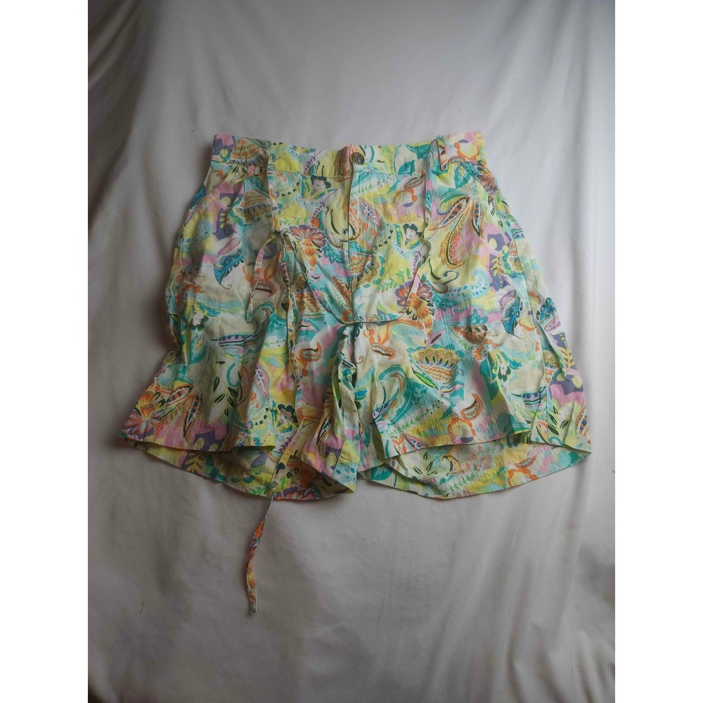 Charlie Paige Multi Color Paisley Floral Cotton Shorts Womens Large Boho Summer
